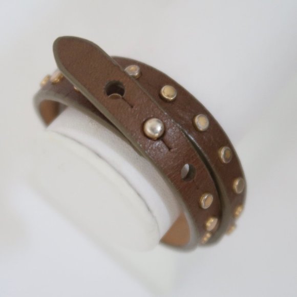 J CREW double wrap leather bracelet w studs #32898 - Picture 4 of 7